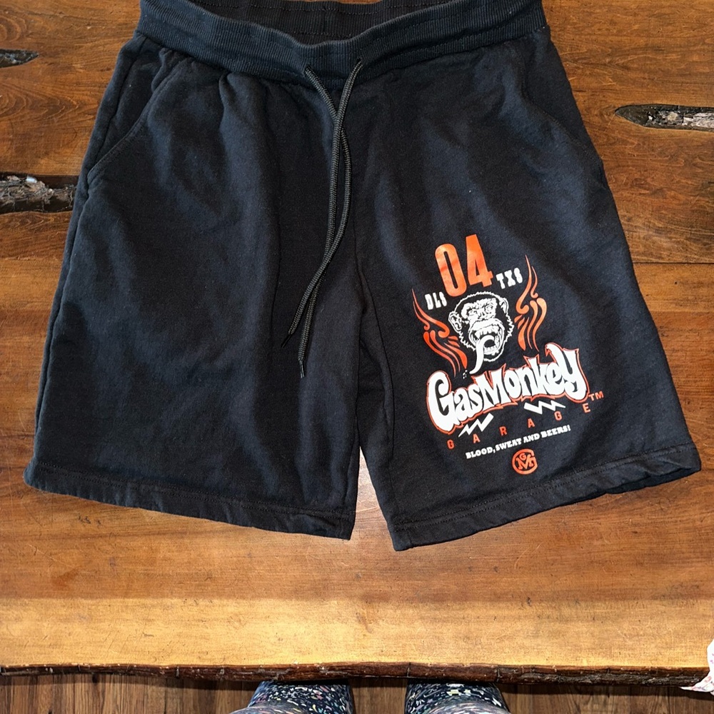 Black Athletic Shorts with Elastic Waistband and Drawstring